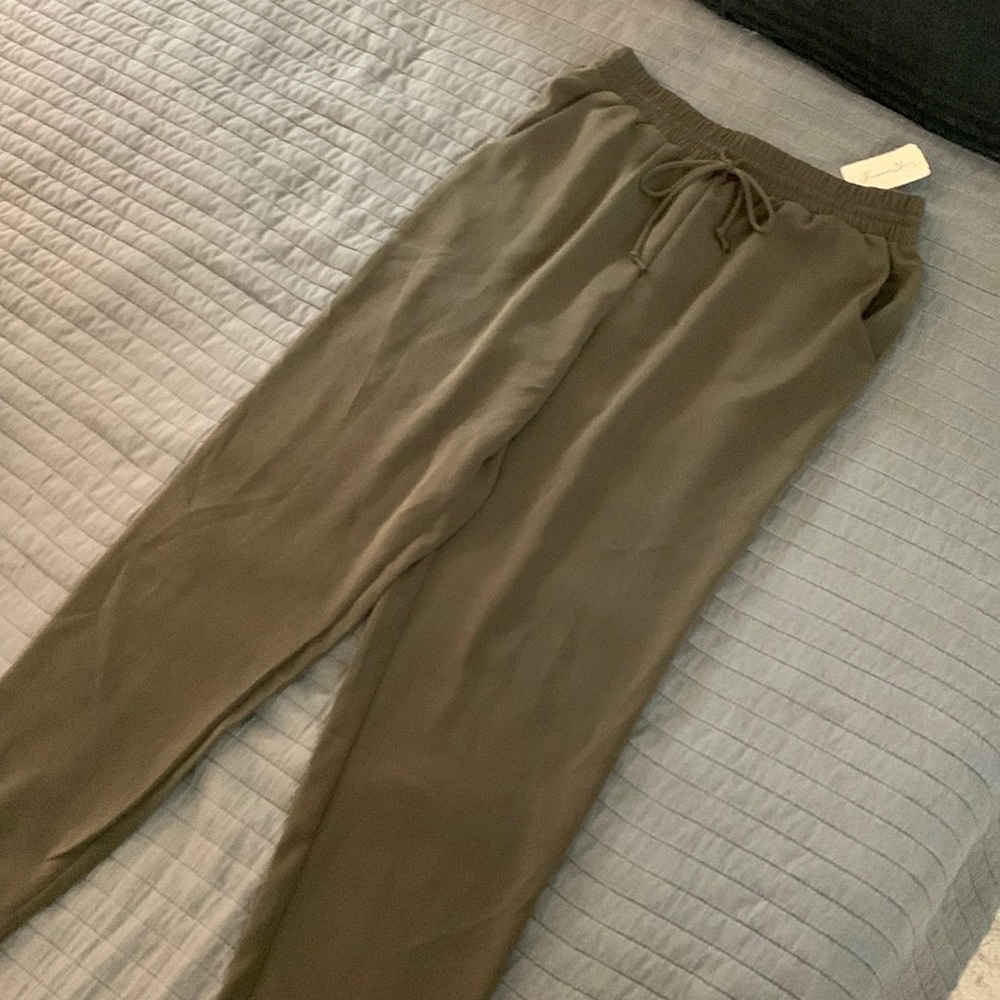 Olive green Polyester Dress pants